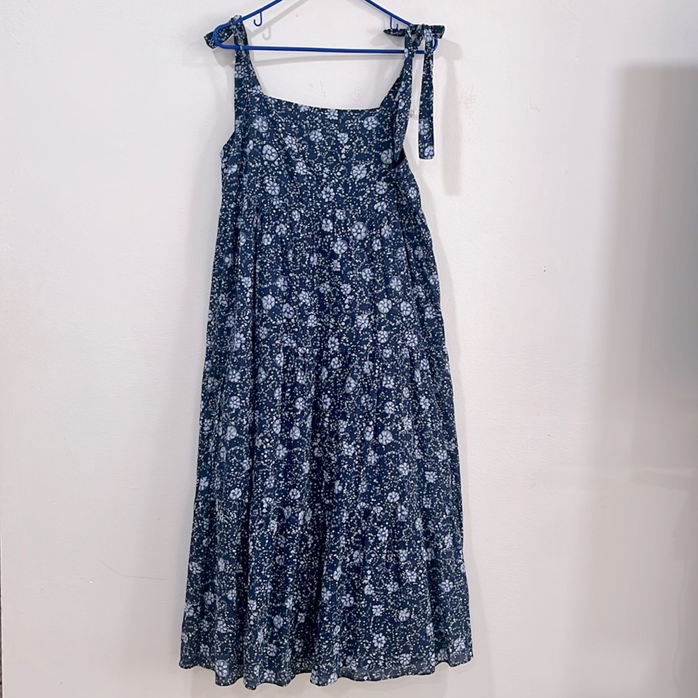 Madewell Tie- Strap Tiered MIDI Dress in Vineyard Medallion, Size L, NWT